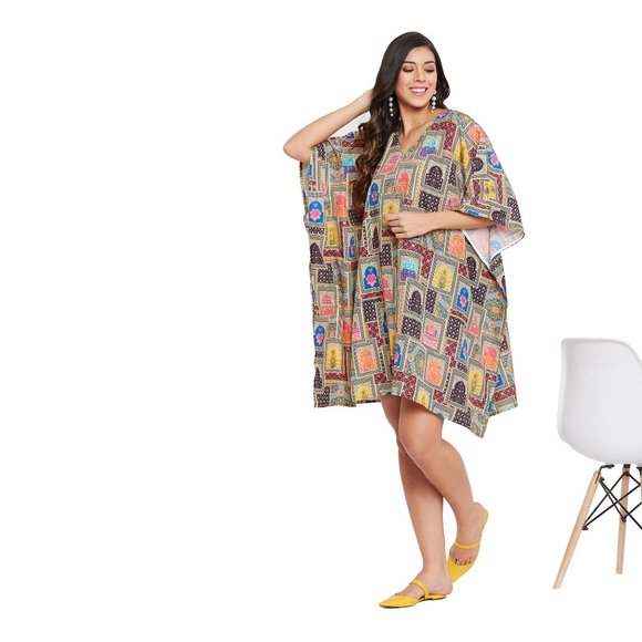 Gypsie Blu Women Casual Mini Dress Tunic Top Caftan Cover Up for Evening Wear - Picture 6 of 9